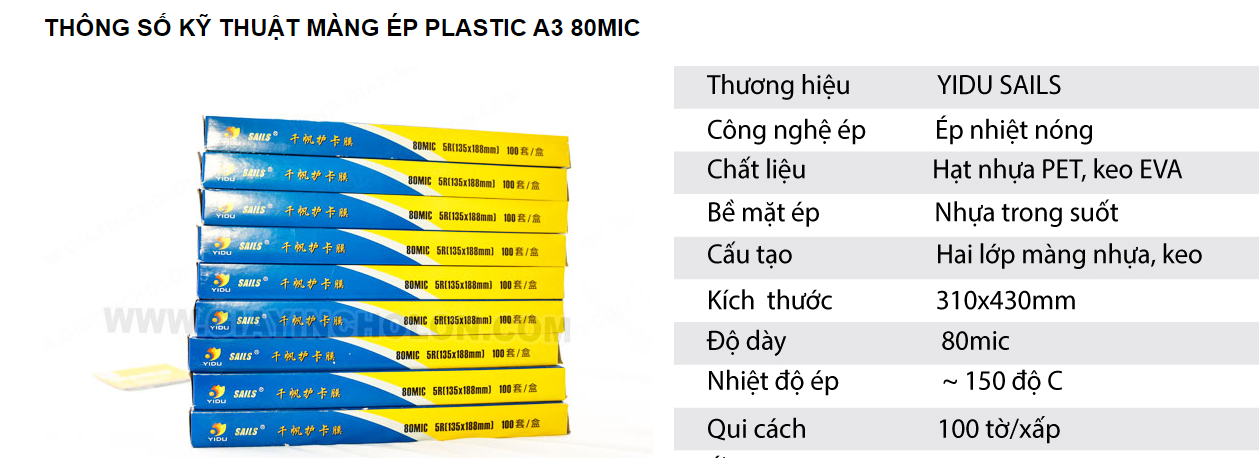 Màng ép Plastic A3 80mic - giấy in giá rẻ